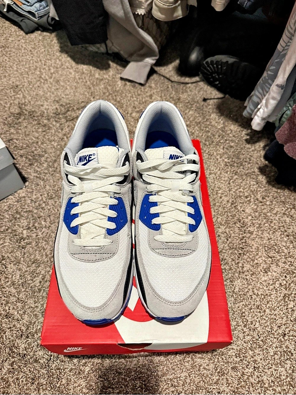 Nike Air Max 90 Men's Sneakers White & Blue US 10.5 Like New
